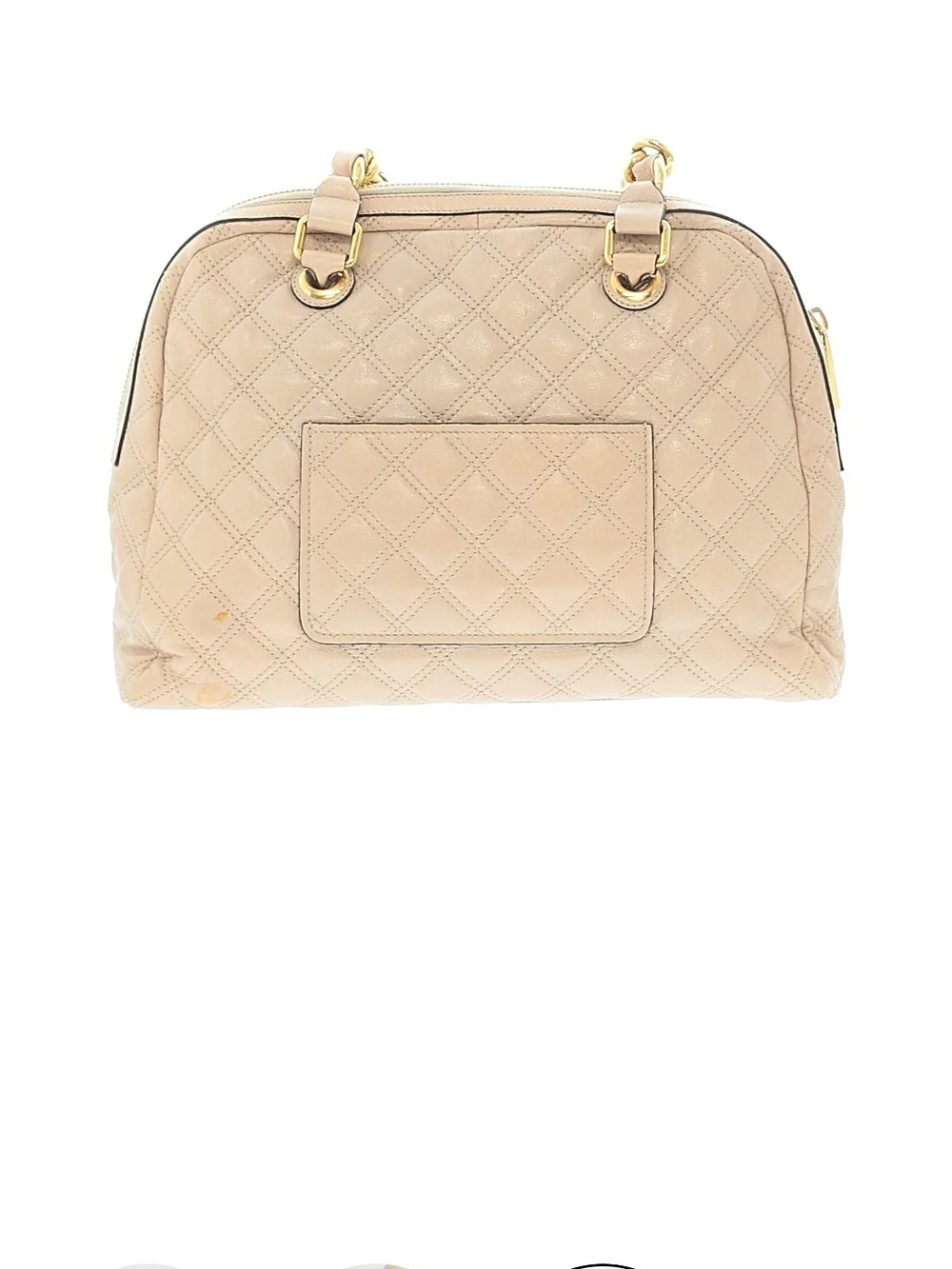 Marc Jacobs Quilted Beige Leather Dome Satchel with Gold Hardware